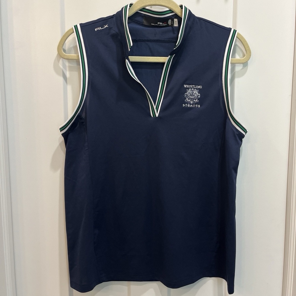 RLX Ralph Lauren Golf Shirt Women Whistling Straits Performance Sleeveless Top L